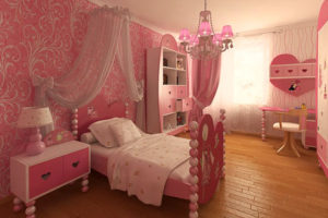 لون وردي رقيق يتألف من معظم ألوان غرفة النوم