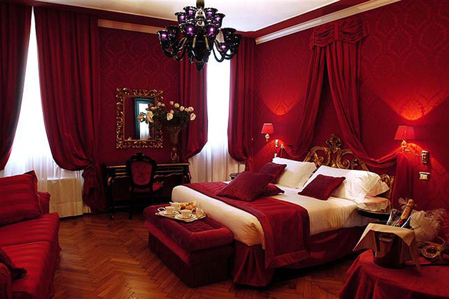 تصاميم غرف نوم مودرن وغرف نوم باللون الأحمر