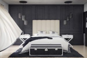 ديكور غرف النوم الحديثة وغرف النوم التركية باللونين الأسود والأبيض